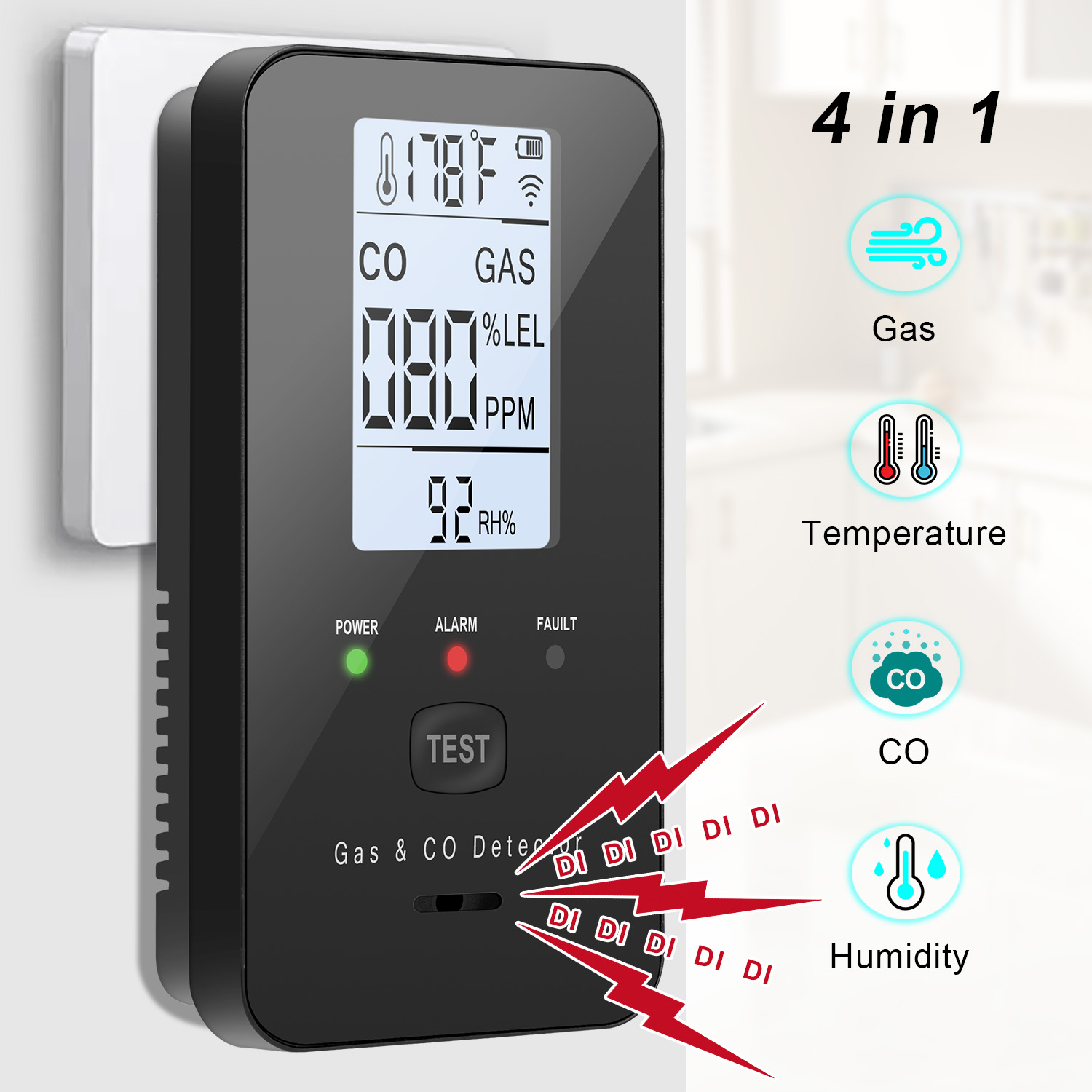 天然ガスと一酸化炭素検知器、プラグイン式一酸化炭素警報器、プ - Smoke Leak Detector のレビューと価格