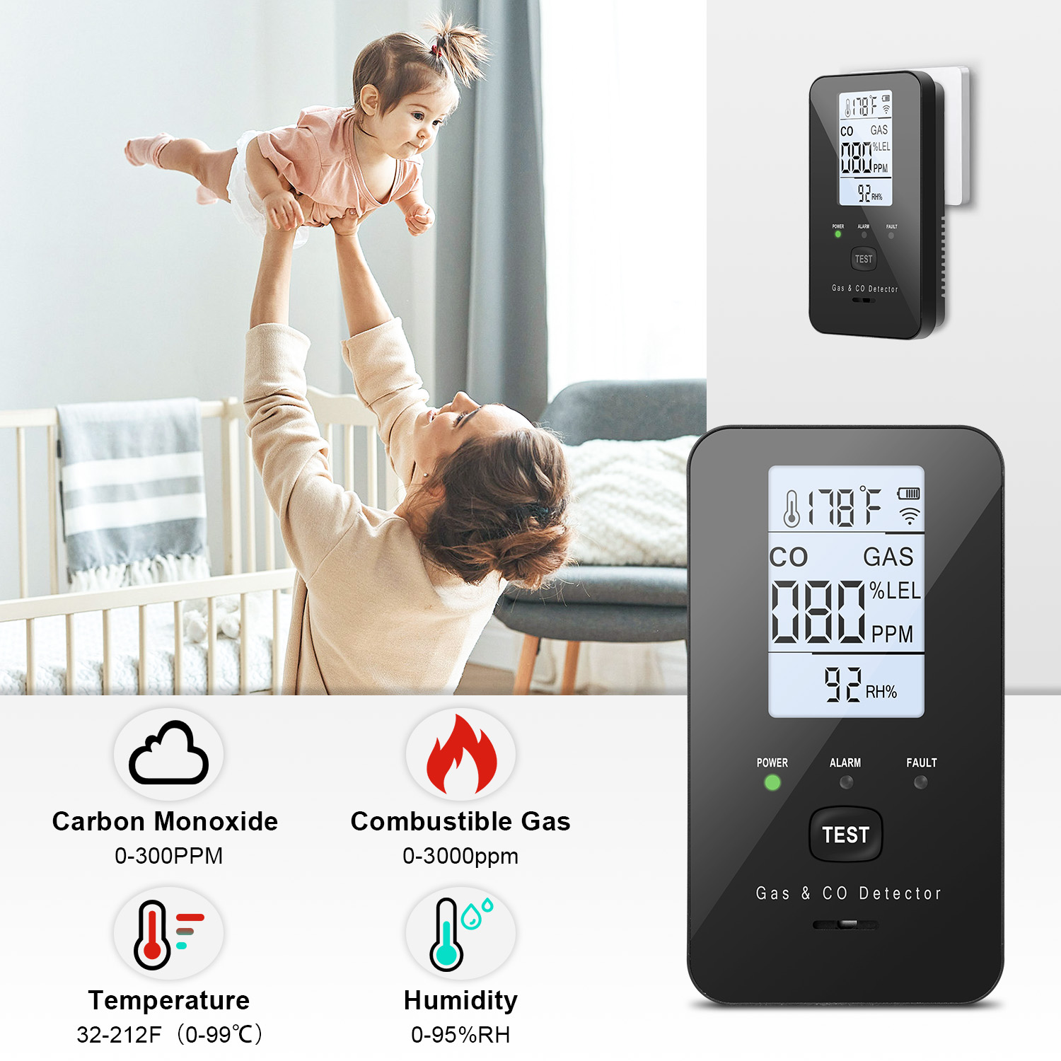 天然ガスと一酸化炭素検知器、プラグイン式一酸化炭素警報器、プ - Smoke Leak Detector のレビューと価格